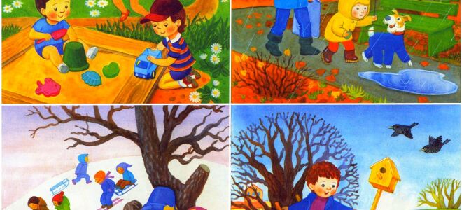 Времена года: картинки, стихи, загадки для детей 3-4, 5-6 лет